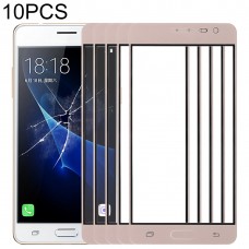 10 PCS Frontscheibe Äußere Glasobjektiv für Samsung Galaxy J3 Pro / J3110 (Gold)