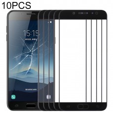 10 PCS delantero de la pantalla externa lente de cristal para Samsung Galaxy C8 / C7100, C7 (2017) / J7 +, C710F / DS (negro)