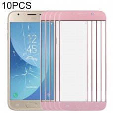 10 PCS delantero de la pantalla externa lente de cristal para Samsung Galaxy J3 (2017) / J330 (Rosa de Oro)