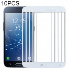 10 PCS anteriore dello schermo esterno obiettivo di vetro per Samsung Galaxy J2 (2016) / J210 (Bianco) 