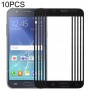 10 PCS Frontscheibe Äußere Glasobjektiv für Samsung Galaxy J7 / J700 (Schwarz)