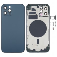 უკან საბინაო საფარი SIM ბარათის უჯრით და გვერდითი ღილაკები და კამერა ობიექტივი iPhone 12 Pro (ლურჯი)