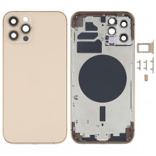 iPhone 12プロ（ゴールド）のためのSIMカードトレイ＆サイドキー＆カメラレンズとバックハウジングカバー