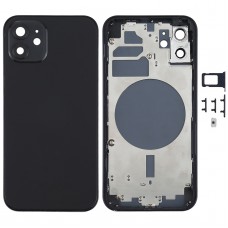 Back Housing Cover with SIM Card Tray & Side  Keys & Camera Lens for iPhone 12(Black)