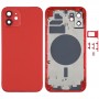 Tillbaka Bostadsskydd med SIM-kortfack och sidoknappar och kameralinser för iPhone 12 (röd)