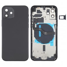 Akun takakansi (sivunäppäimet ja korttilokero ja virta + tilavuus Flex Cable & Wireless Latausmoduuli) iPhone 12: lle (musta)