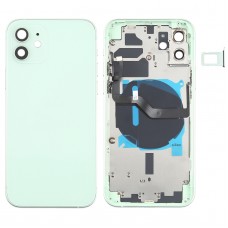 Battery Back Cover (with Side Keys & Card Tray & Power + Volume Flex Cable & Wireless Charging Module) for iPhone 12(Green)