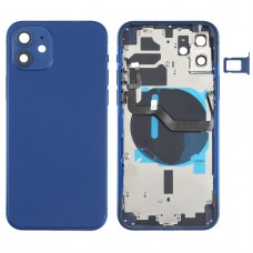 Couverture arrière de la batterie (avec touches latérales et plateau de carte et puissance + volume de câble Flex et module de chargement sans fil) pour iPhone 12 (bleu)