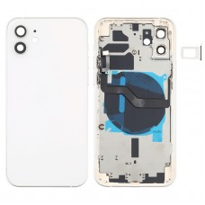 Couverture arrière de la batterie (avec touches latérales et plateau de carte et puissance + volume de câble Flex et module de chargement sans fil) pour iPhone 12 (blanc)