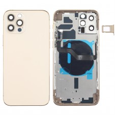 Акумулятор Задня кришка (з бічними клавішами і карти лоток & Power + Volume Flex Cable & Wireless зарядний модуль) для iPhone 12 Pro (Gold)