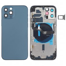 Battery Back Cover (with Side Keys & Card Tray & Power + Volume Flex Cable & Wireless Charging Module) for iPhone 12 Pro(Blue)