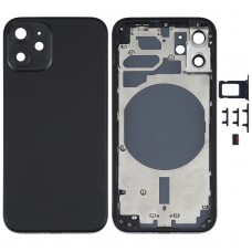 Tagasi korpuse kate SIM-kaardi salve ja külgklahvide ja kaamera objektiivi jaoks iPhone 12 mini (must)