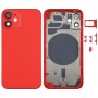 Tillbaka House Cover med SIM-kortfack och sidokanaler och kameratobjektiv för iPhone 12 mini (röd)