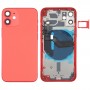 Batteribackskydd (med sidoknappar & Kortfack och POWER + VOLUME FLEX Kabel och trådlös laddningsmodul) för iPhone 12 mini (röd)