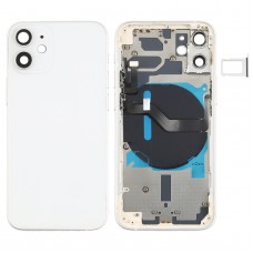 Battery Back Cover (with Side Keys & Card Tray & Power + Volume Flex Cable & Wireless Charging Module) for iPhone 12 Mini(White)