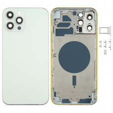 Назад Капачка на корпуса със SIM карта тава и странични ключове и камера обектив за iPhone 12 Pro max (бял)