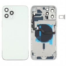 Батерия назад (със странични ключове и тава за карти и мощност + обем Flex кабел и безжичен модул за зареждане) за iPhone 12 pro max (бял)