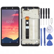 Original LCD Screen and Digitizer Full Assembly With Frame for Nokia C2(Black)