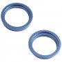 2 PCS Cámara trasera Lente de vidrio Metal exterior Protector Anillo de aro para iPhone 13 Mini (azul)