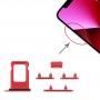 Zásobník karty SIM + SIM karty zásobník + boční klávesy pro iPhone 13 (červená)