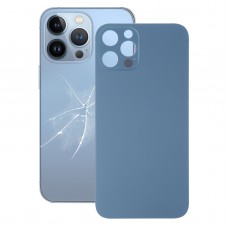 Facile sostituzione Grande foro per fotocamera coperchio della batteria posteriore in vetro per iPhone 13 Pro Max (blu)