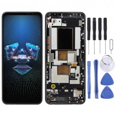 AMOLED Material LCD Screen and Digitizer Full Assembly With Frame for Asus ROG Phone 5 ZS673KS 1B048IN I005DB I005DA(Black) 