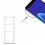 Vassoio della scheda SIM + vassoio della scheda SIM + vassoio della scheda micro SD per Huawei Y9 (2018) (rosa)