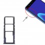 Plateau de carte SIM + plateau de carte SIM + plateau de carte micro SD pour Huawei Y9 (2018) (bleu)