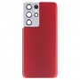 电池背面盖，带相机镜头盖，适用于三星Galaxy S21 Ultra 5G（红色）