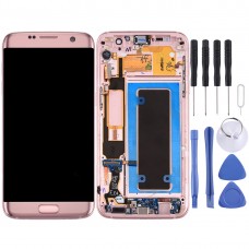 Оригинальный ЖК-экран и дигитайзер Полная сборка с рамкой и зарядной доской доски и кнопкой громкости и кнопкой питания для Galaxy S7 EDGE / G935F (розовый)