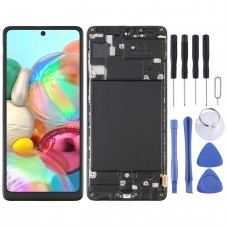 OLED-material LCD-skärm och digitizer Fullständig montering med ram för Samsung Galaxy A71 SM-A715 (6,39 tum) (svart)