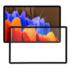 Front Screen Outer Glass Lens with OCA Optically Clear Adhesive for Samsung Galaxy Tab S7+ SM-T970 (Black)