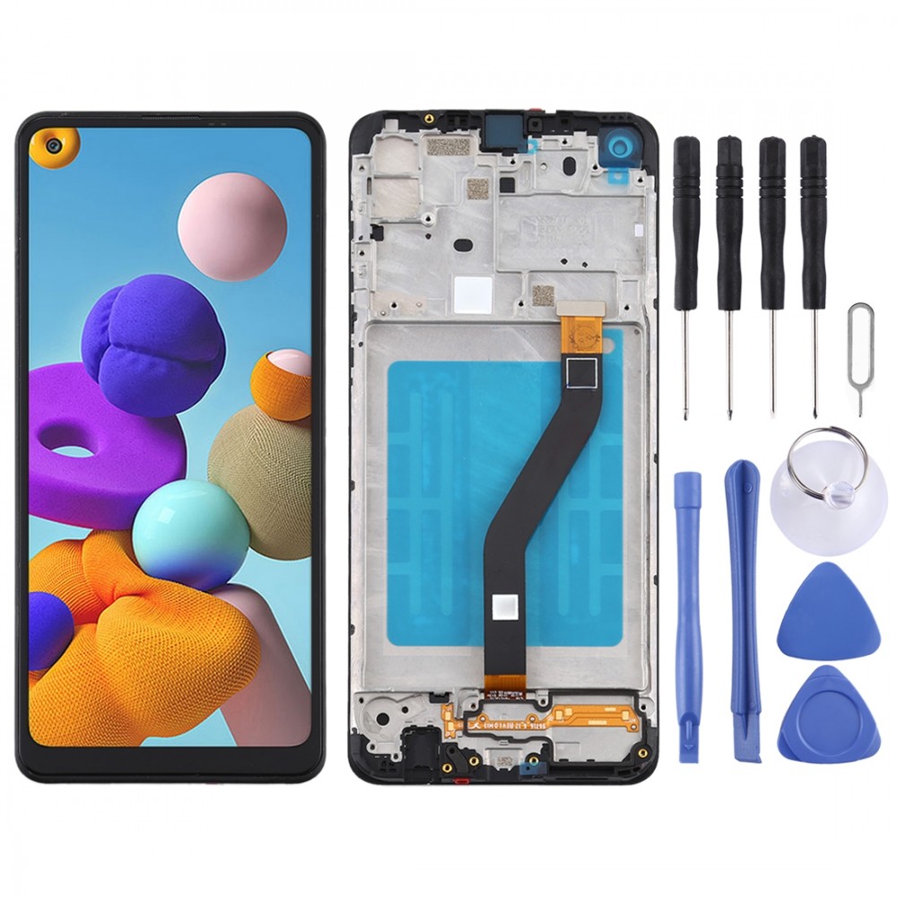 MovTEK Screen Replacement Front Glass Repair Kit Genuine for Samsung Galaxy A21 SM-A215F /A21s SM-A217F 6.5 Black with Tools No Touch and LCD Display