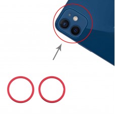 2 PCS后置摄像头玻璃镜片金属保护篮框的iPhone 12（红）