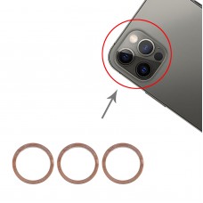 3 PCS bakre kamerans glaslins Metal Protector Hoop Ring for iPhone 12 Pro (Guld)