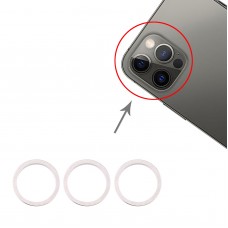 3 PCS bakre kamerans glaslins Metal Protector Hoop Ring for iPhone 12 Pro (Silver)