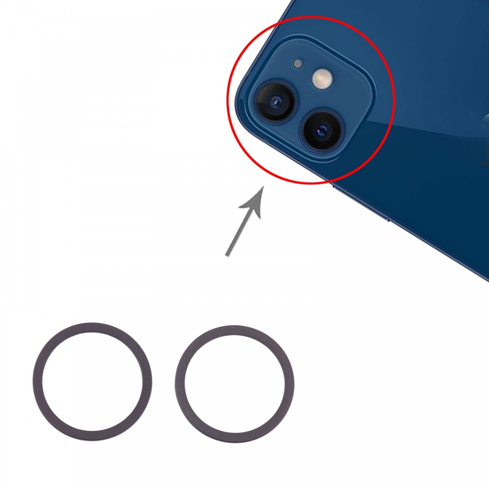 2 PCS камеры заднего стекла объектива Metal Protector Обруч кольцо для iPhone  12 Mini (синий)