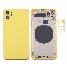 Back Housing Cover with SIM Card Tray & Side keys & Camera Lens for iPhone 11(Yellow)