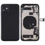 Akkumulátor Back fedélszerelés (oldalsó gombok és Power gomb + Hangerő gomb Flex Cable & Wireless Charging Module & Motor & Töltés Port & Hangszóró & Card Tray & kamera lencsevédő) iPhone 11 (fekete)