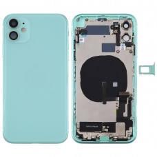 Batteri Back Cover Assembly (med sido Keys & Strömbrytare + Volymknapp Flex Cable & Wireless laddningsmodulen & Motor & laddningsport & Högtalare & kort fack och linsskyddet) för iPhone 11 (Grön)