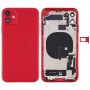 Batteri Back Cover Assembly (med sido Keys & Strömbrytare + Volymknapp Flex Cable & Wireless laddningsmodulen & Motor & laddningsport & Högtalare & kort fack och linsskyddet) för iPhone 11 (röd)