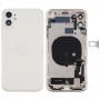 Akkumulátor Back fedélszerelés (oldalsó gombok és Power gomb + Hangerő gomb Flex Cable & Wireless Charging Module & Motor & Töltés Port & Hangszóró & Card Tray & kamera lencsevédő) iPhone 11 (fehér)