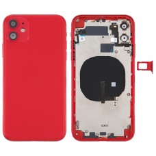 Battery Back Cover (with Side Keys & Card Tray & Power + Volume Flex Cable & Wireless Charging Module) for iPhone 11(Red)