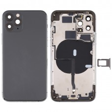 Battery Back Cover (with Side Keys & Card Tray & Power + Volume Flex Cable & Wireless Charging Module) for iPhone 11 Pro(Black) 