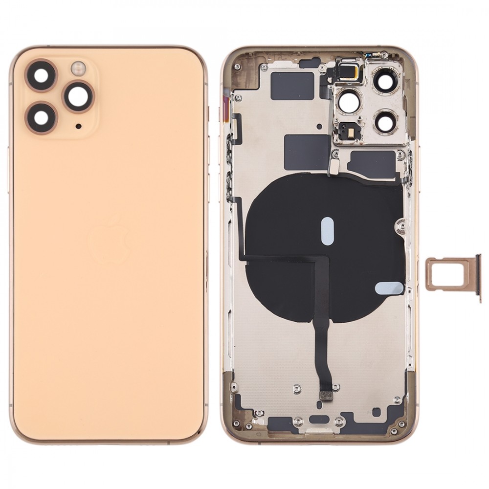 Akkumulátor Back Cover (oldalsó gombok és kártyarésnél & Power + Volume Flex Cable & Wireless Charging Module) iPhone 11 Pro (Gold)