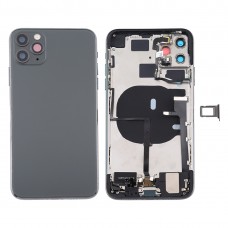 Batteri Back Cover Assembly (med sido Keys & Strömbrytare + Volymknapp Flex Cable & Wireless laddningsmodulen & Motor & laddningsport och Högtalare & kort fack och linsskyddet) för iPhone 11 Pro (grå)
