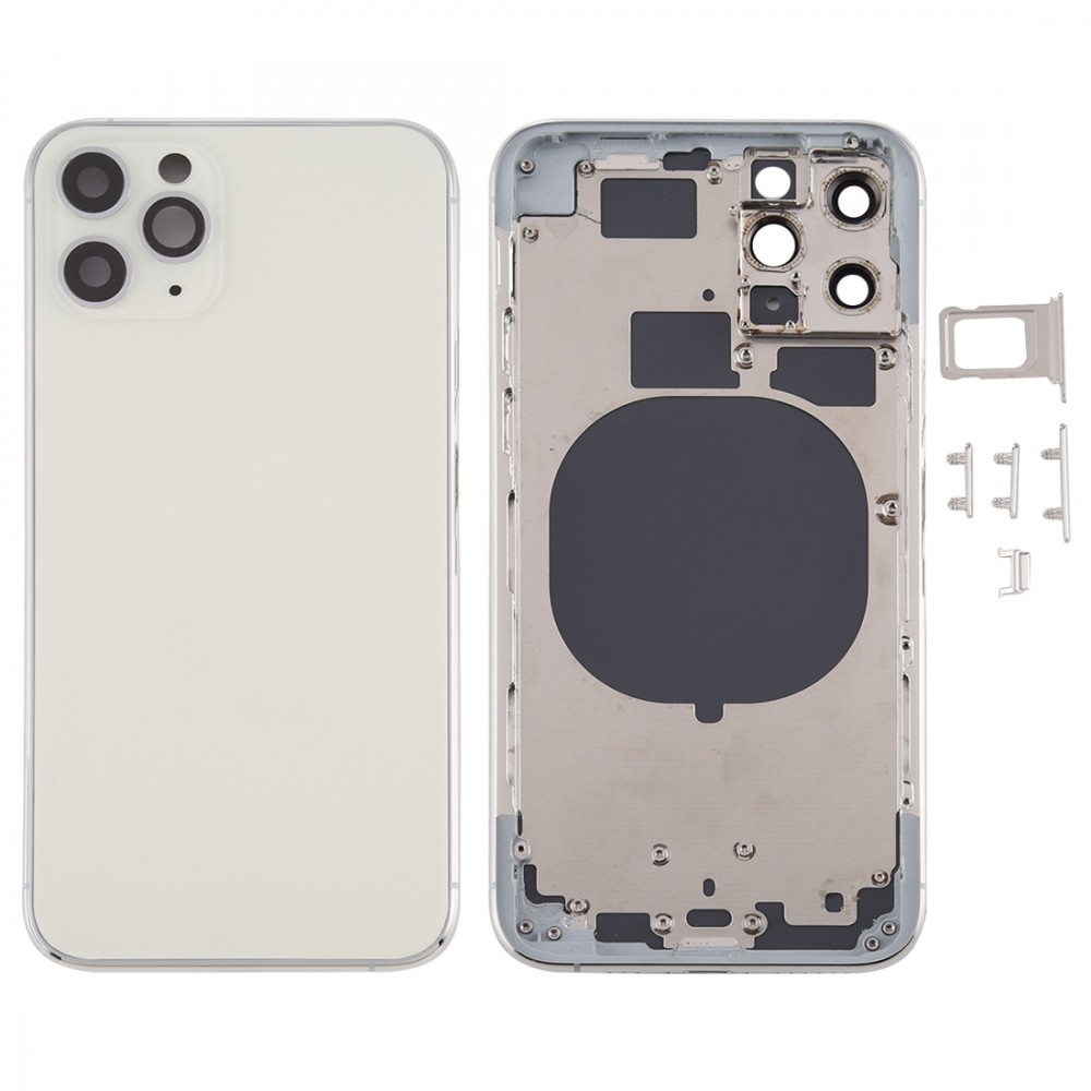 Back Housing Cover With Sim Card Tray Side Keys Camera Lens For Iphone 11 Pro Silver