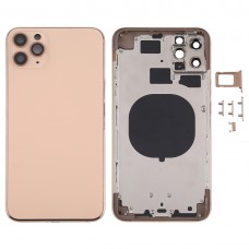 Back Housing Cover with SIM Card Tray & Side keys & Camera Lens for iPhone 11 Pro Max(Gold) 