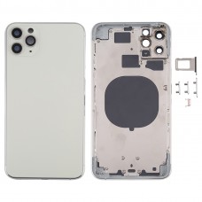 უკან საბინაო საფარის SIM Card Tray და გვერდითი ღილაკები და კამერა ობიექტივი for iPhone 11 Pro Max (Silver)