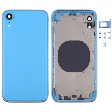 Marco cuadrado de la batería de la contraportada con la bandeja de tarjeta SIM y teclas laterales para iPhone XR (azul)